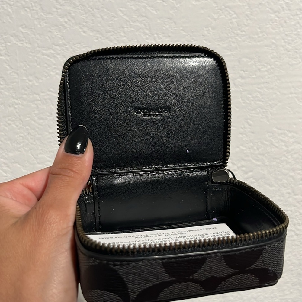 Coach Black Signature Monogram Small Zip Case - Picture 4 of 6